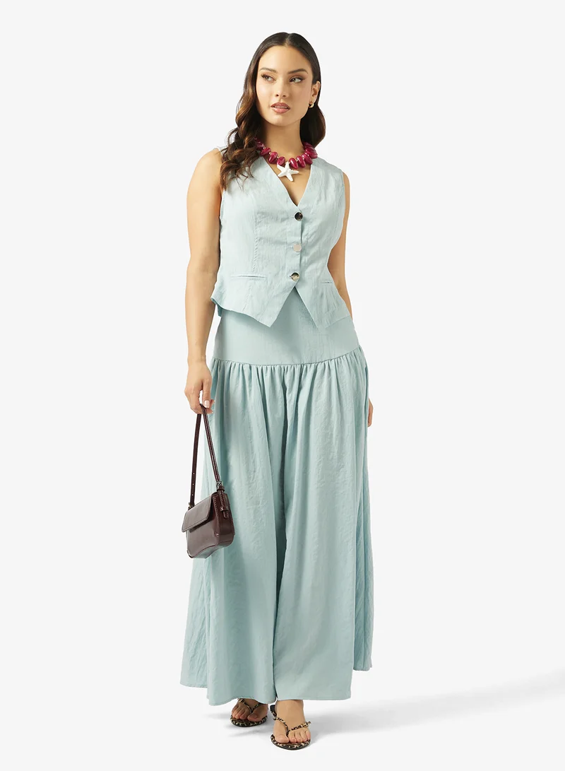 Ginger  Button Up Vest and A Line Skirt Coord Set for Women | Best Price UAE